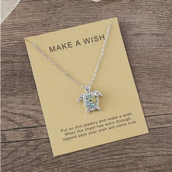 ⚠️Clearance Rhinestone Sea Turtle Pendant Silver Necklace SS - Picture 5 of 5
